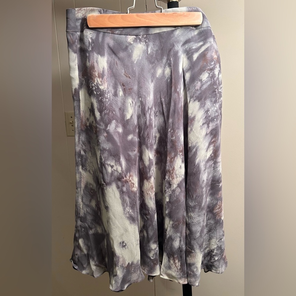 Anne Klein Grey/Purple 100% silk A-Line Skirt